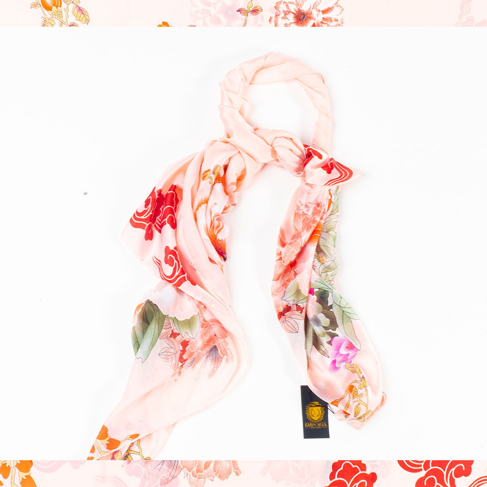 Schal "Erbe der Haitang", 85 x 180 cm, Rosa, 100% vegane Seide