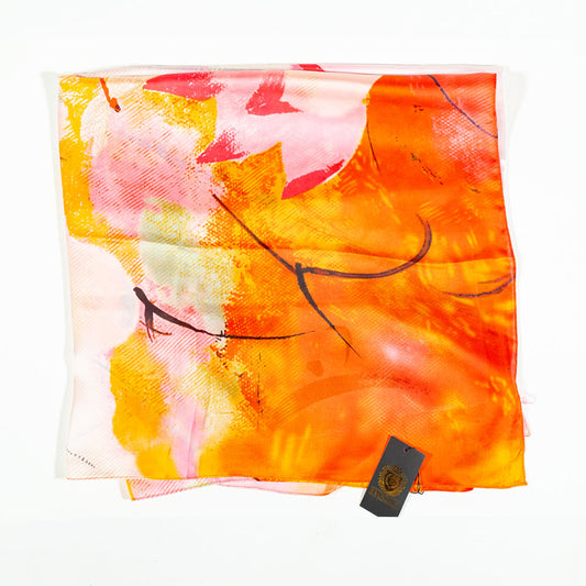 Schal "Nächtlicher Lotus", 85 x 180 cm, Orange, 100% vegane Seide