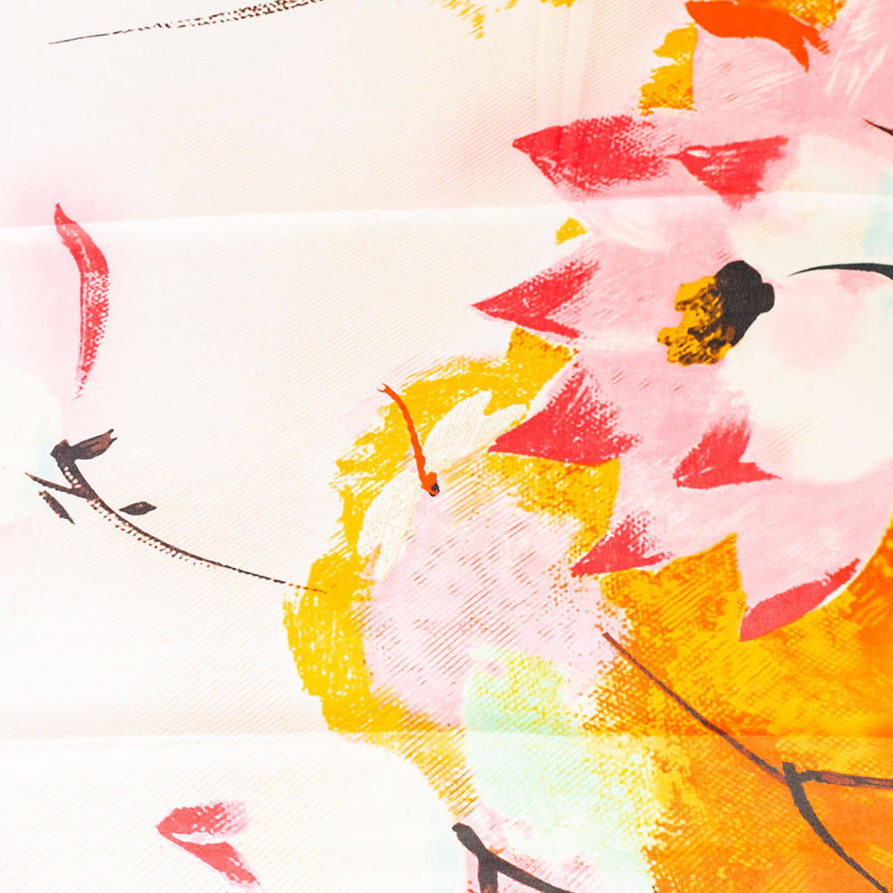 Schal "Nächtlicher Lotus", 85 x 180 cm, Orange, 100% vegane Seide 3 
