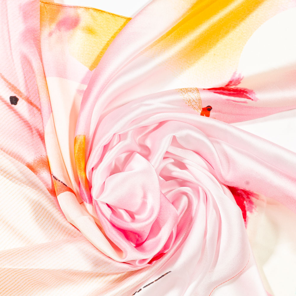 Schal "Nächtlicher Lotus", 85 x 180 cm, Orange, 100% vegane Seide 4 