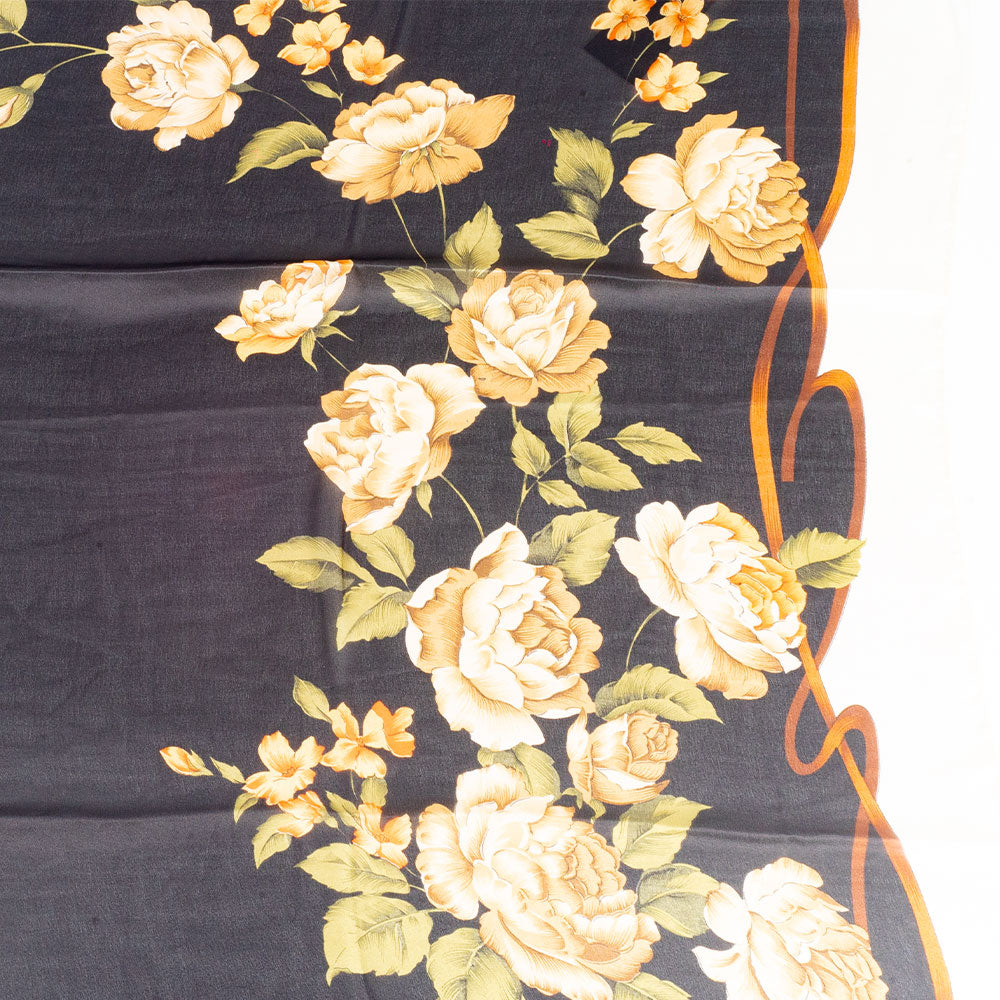 Schal "Leinwand & Blüte", 85 x 180 cm, Schwarz, 100% vegane Seide 3 