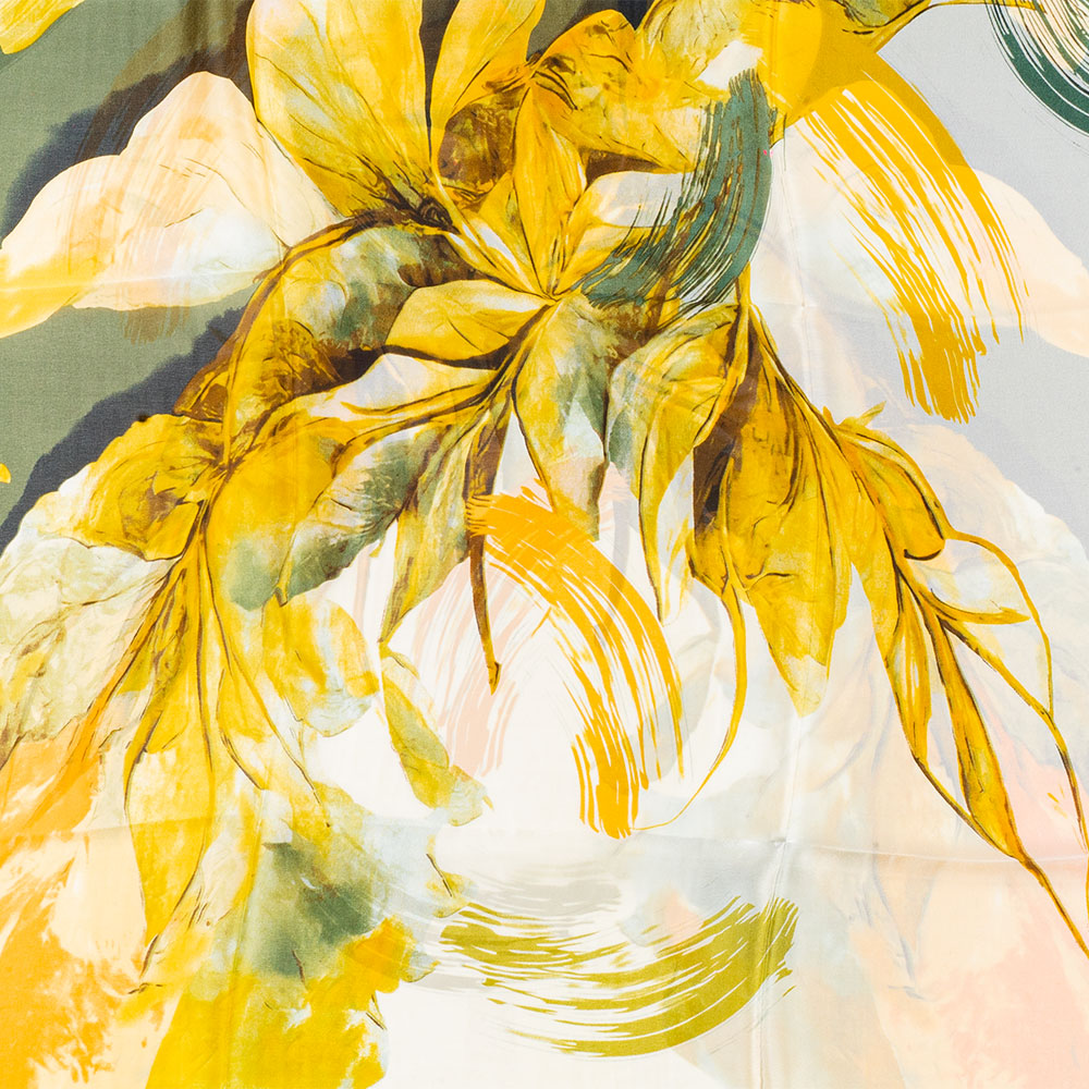 Schal "Lilienimpression", 85 x 180 cm, Grün, 100% vegane Seide 5 