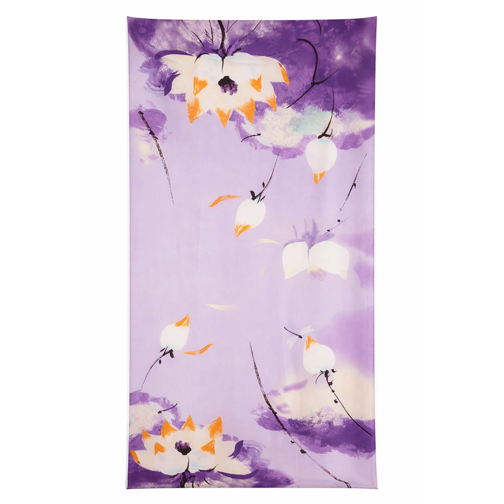 Schal "Nächtlicher Lotus", lila, 85 cm x 180 cm, 100% vegane Seide 1 