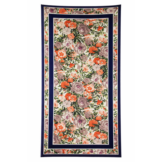 Schal mit Orchideenmuster, blau, 85 cm x 180 cm, 100% vegane Seide