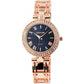 Excellanc roségoldfarbene Damenuhr mit Metallarmband und schwarzem Zifferblatt