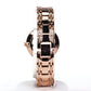 Excellanc roségoldfarbene Damenuhr mit Metallarmband und schwarzem Zifferblatt