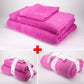 3+3+1 Übergroßes Badetuch-Geschenkset mit Handtüchern aus 100% Mikrobaumwolle, 500 GSM, fuchsienrosa