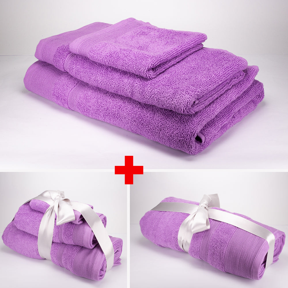 3+3+1 Übergroßes Badetuch-Geschenkset mit Handtüchern aus 100% Mikrobaumwolle, 500 GSM, Amethyst 1 