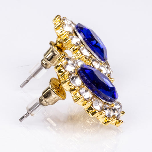 Schmuckgarnitur aus aus goldplattierter Legierung mit blauem Emporia®-Kristall und weißem Emporia® Kristall