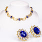 Schmuckgarnitur aus aus goldplattierter Legierung mit blauem Emporia®-Kristall und weißem Emporia® Kristall