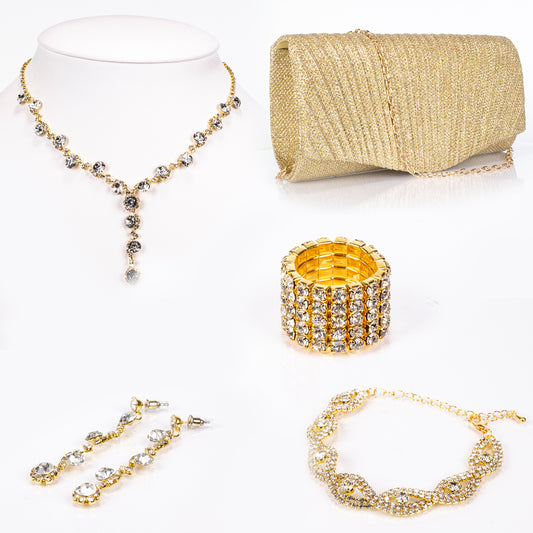 Tasche aus goldplattierter Legierung mit weißem Emporia® Kristall