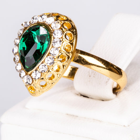 Schmuckgarnitur aus aus goldplattierter Legierung mit grünem Emporia® Kristall und weißem Emporia® Kristall