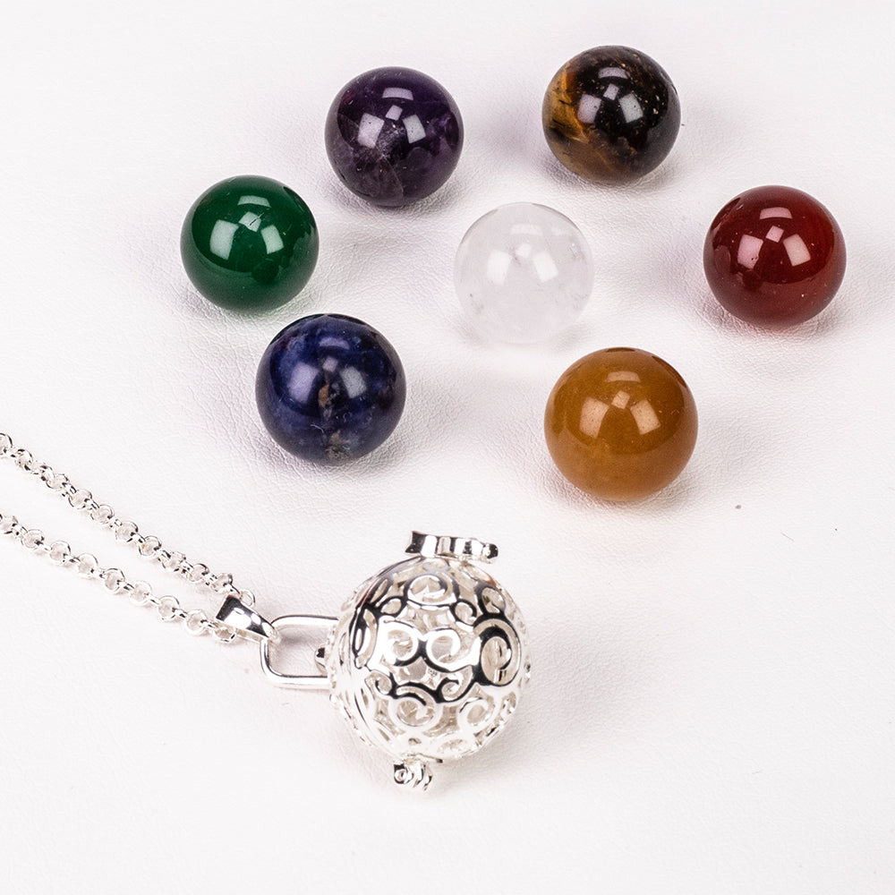 Halskette aus goldplattierter Legierung mit Amethyst und klarem Quarz 6 