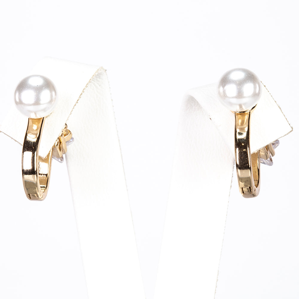 Ohrringe aus goldplattierter Legierung mit Glasperle und weißem Emporia® Kristall 1 