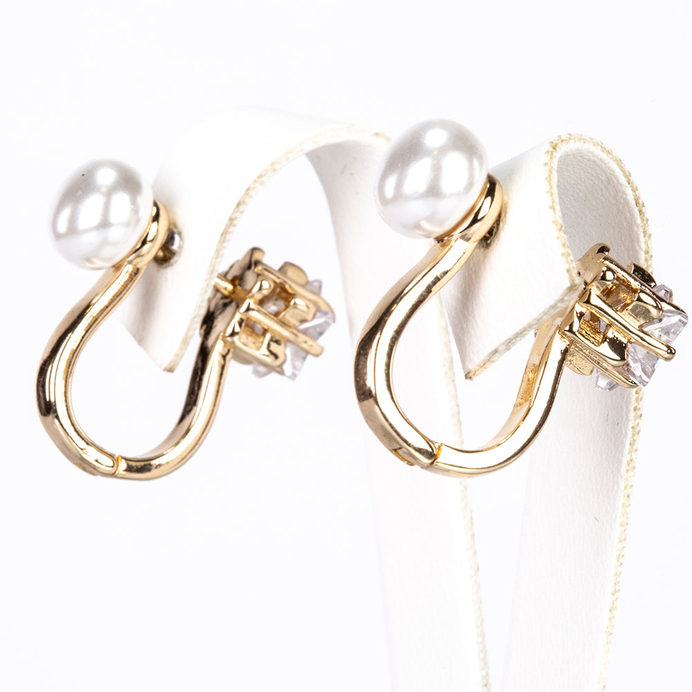 Ohrringe aus goldplattierter Legierung mit Glasperle und weißem Emporia® Kristall 2 