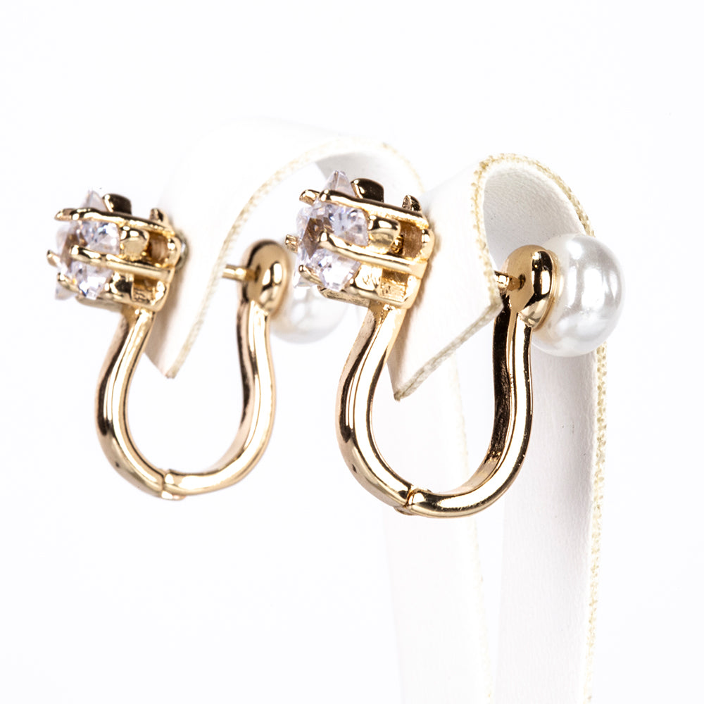 Ohrringe aus goldplattierter Legierung mit Glasperle und weißem Emporia® Kristall 4 