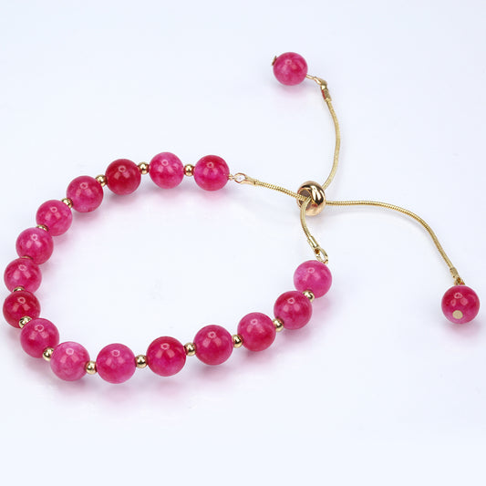 Armband aus goldplattiertesr Legierung mit rosafarbenem Jade