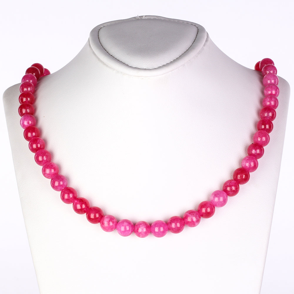künstlicher Perle Halskette mit rosafarbenem Jade 1 