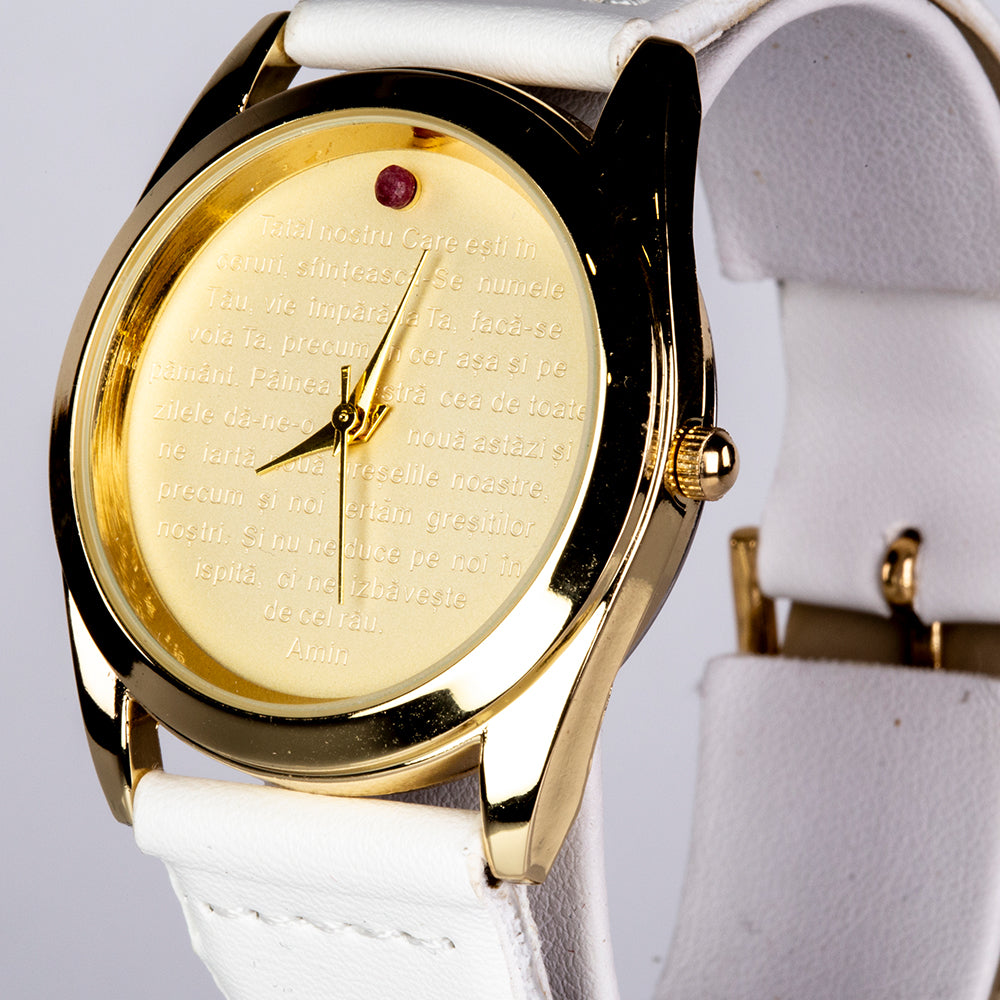 Uhr aus goldplattierter Legierung mit Rubin 2 