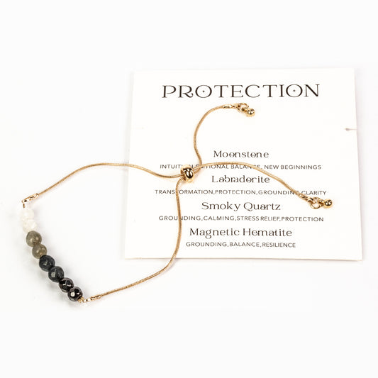 Armband aus goldplattiertesr Legierung mit Regenbogenmondstein und Labradorit
