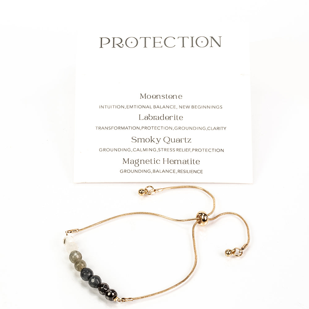 Armband aus goldplattiertesr Legierung mit Regenbogenmondstein und Labradorit 3 