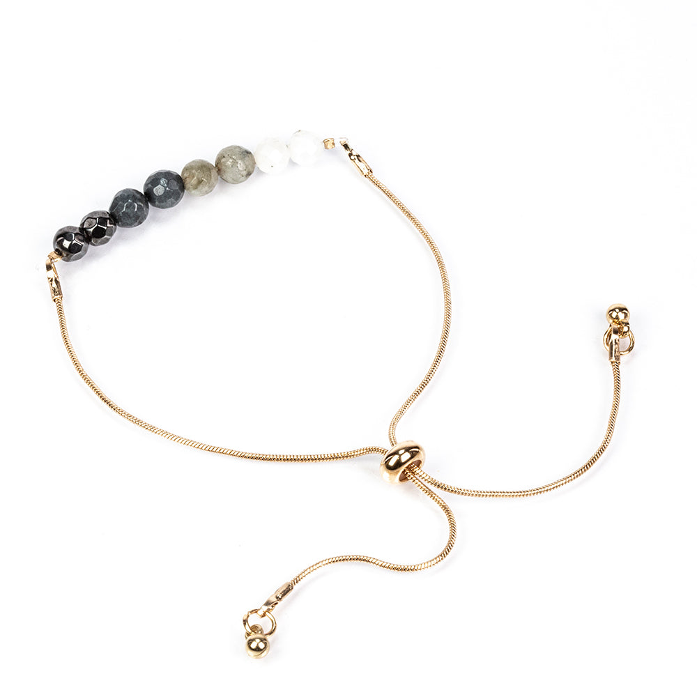Armband aus goldplattiertesr Legierung mit Regenbogenmondstein und Labradorit 4 
