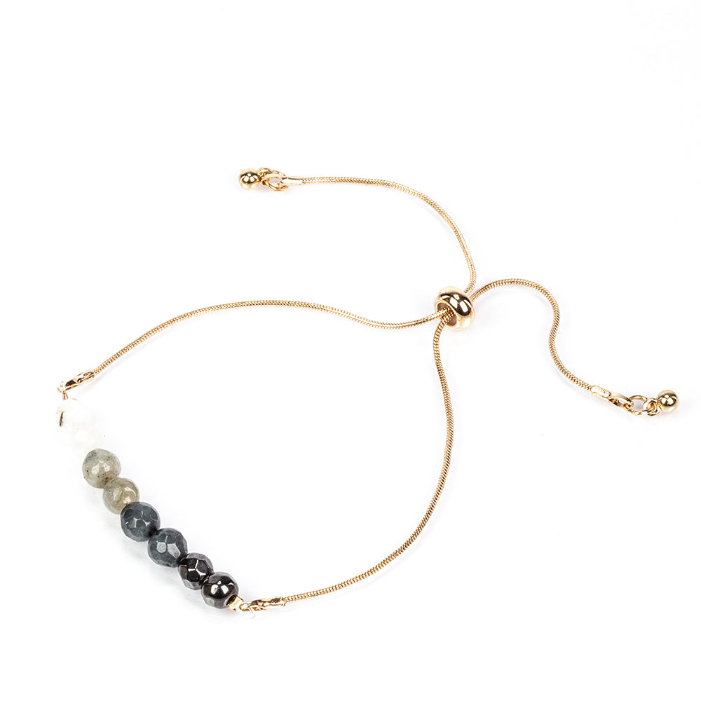 Armband aus goldplattiertesr Legierung mit Regenbogenmondstein und Labradorit 5 