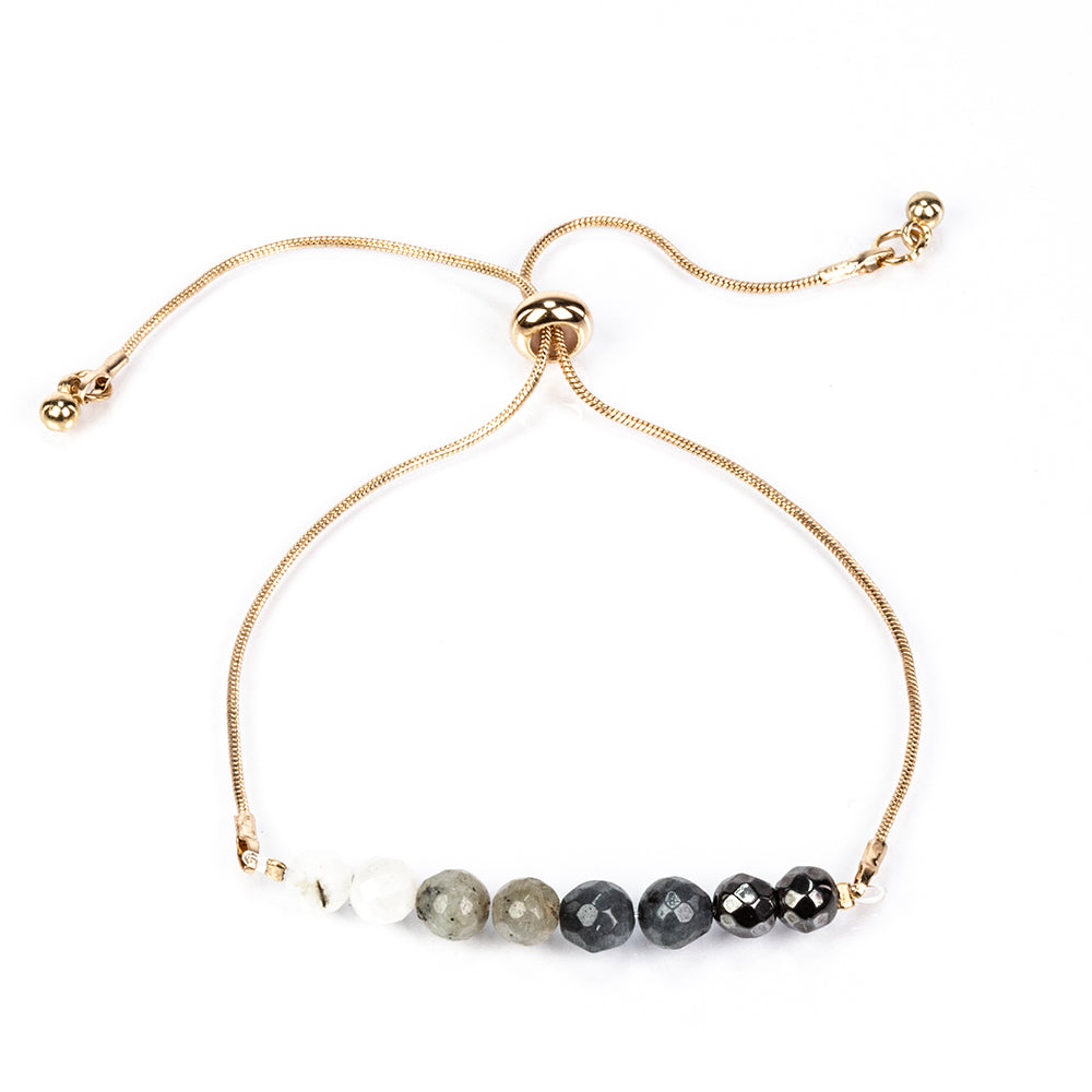 Armband aus goldplattiertesr Legierung mit Regenbogenmondstein und Labradorit 6 