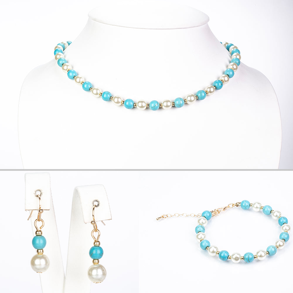 Schmuckgarnitur aus aus goldplattierter Legierung mit Türkis