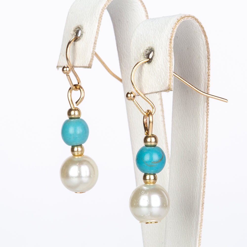 Schmuckgarnitur aus aus goldplattierter Legierung mit Türkis