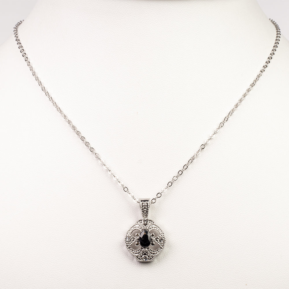 Schmuckgarnitur aus aus goldplattierter Legierung mit Saphir und weißem Emporia® Kristall 2 
