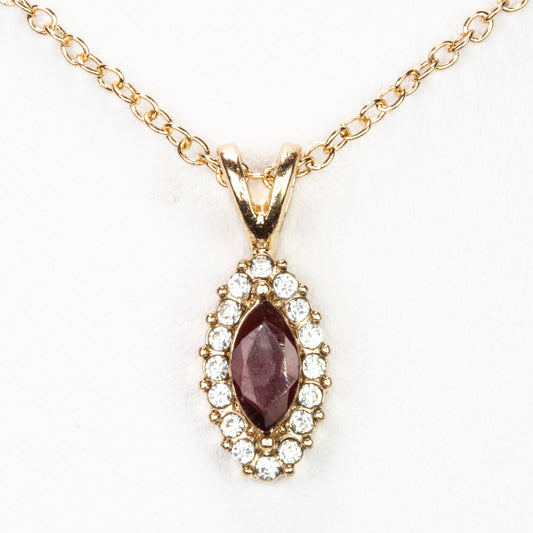 Halskette aus goldplattierter Legierung mit Granat und weißem Emporia® Kristall