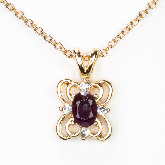 Halskette aus goldplattierter Legierung mit Amethyst und weißem Emporia® Kristall