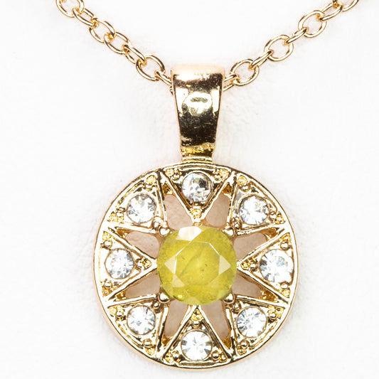 Halskette aus goldplattierter Legierung mit Peridot und weißem Emporia® Kristall