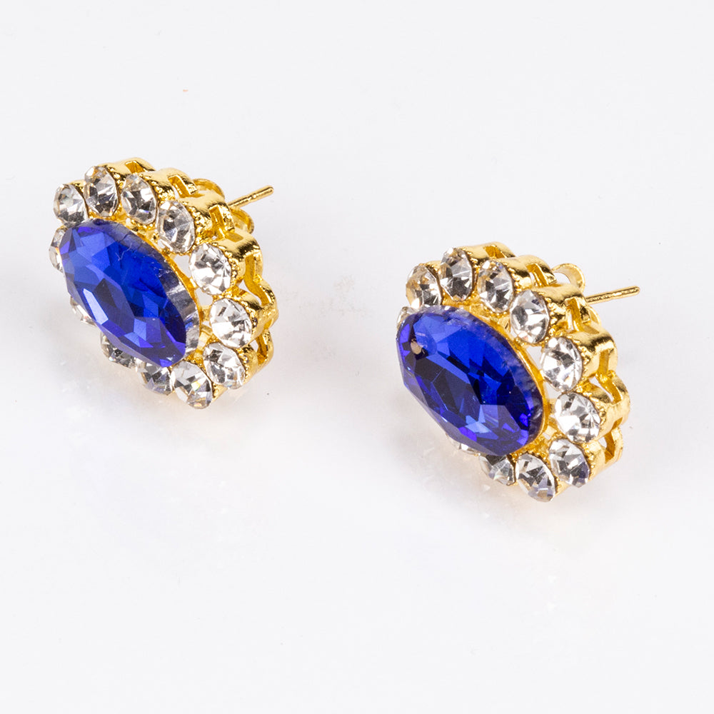 Schmuckgarnitur aus aus goldplattierter Legierung mit blauem Emporia®-Kristall und weißem Emporia® Kristall