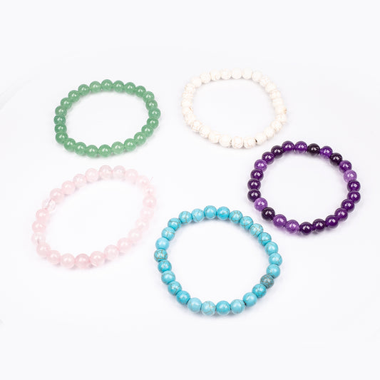 Schmuckgarnitur aus künstlicher Perle mit Amethyst und grünem Aventurin