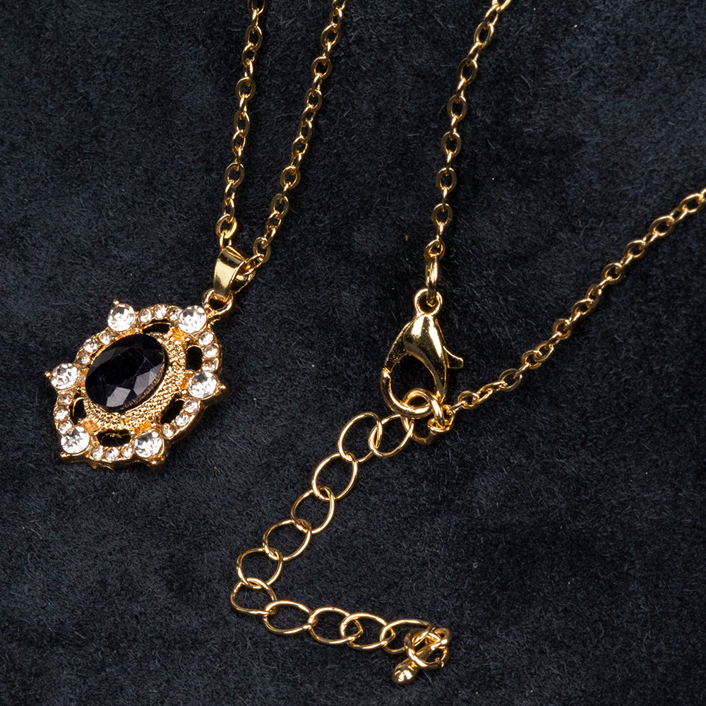 Halskette aus goldplattierter Legierung mit Saphir und weißem Emporia® Kristall