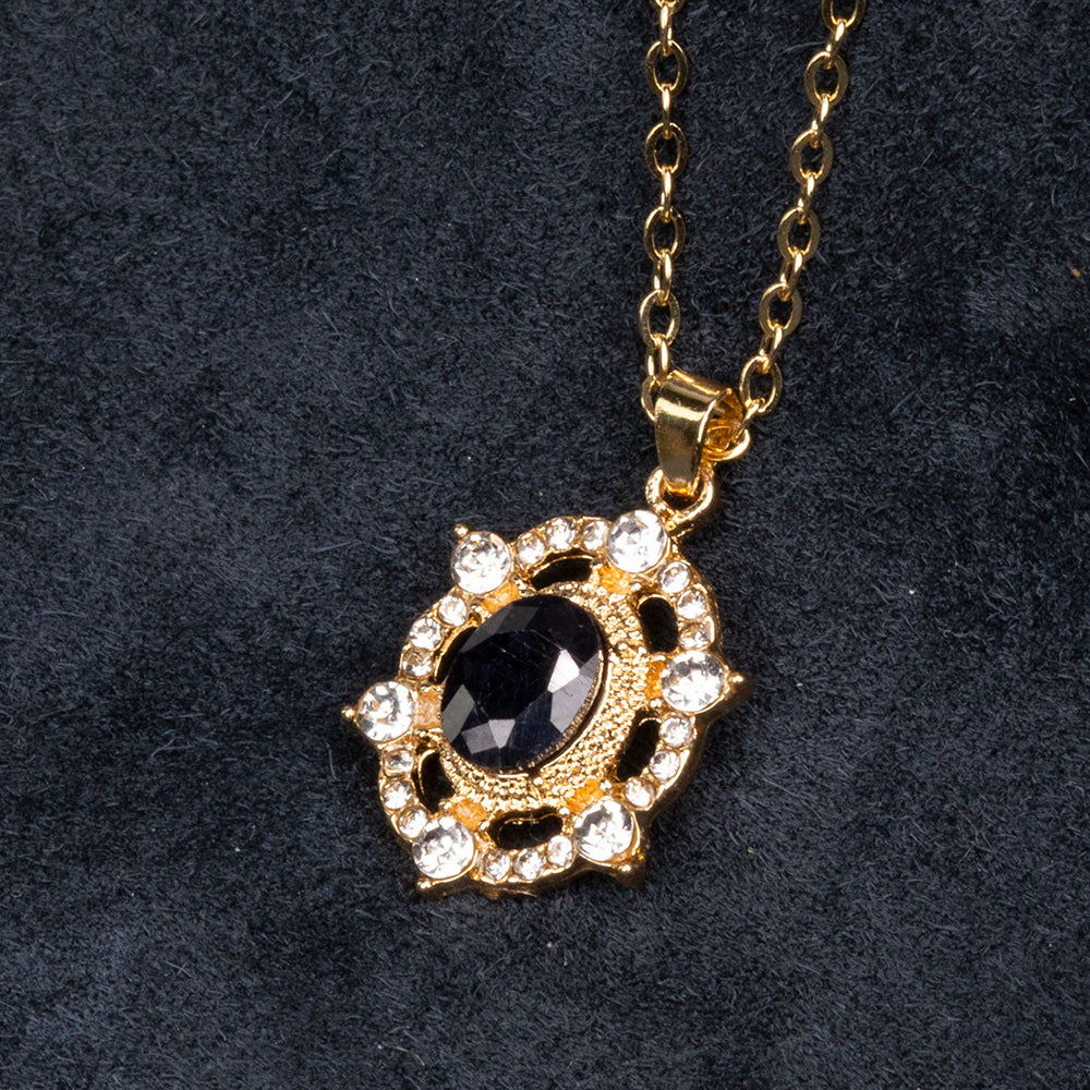 Halskette aus goldplattierter Legierung mit Saphir und weißem Emporia® Kristall 3 
