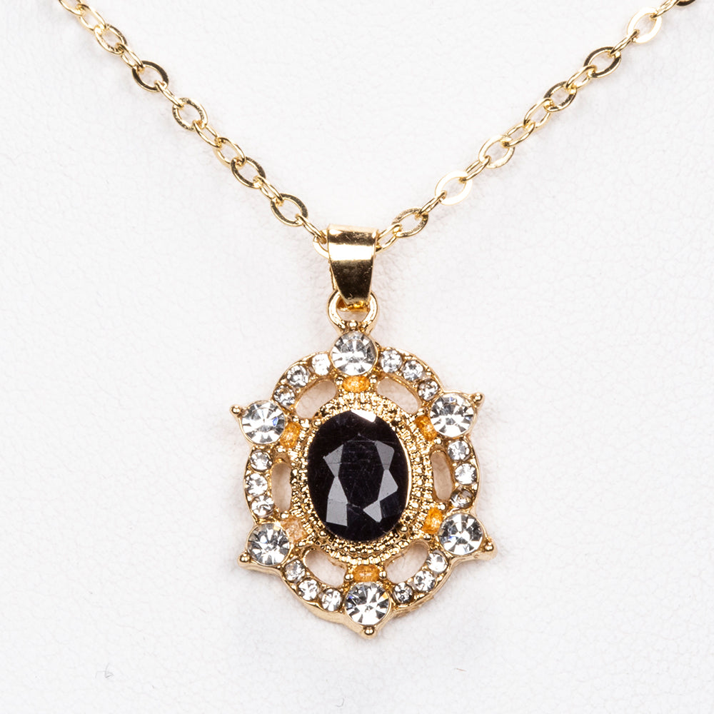 Halskette aus goldplattierter Legierung mit Saphir und weißem Emporia® Kristall