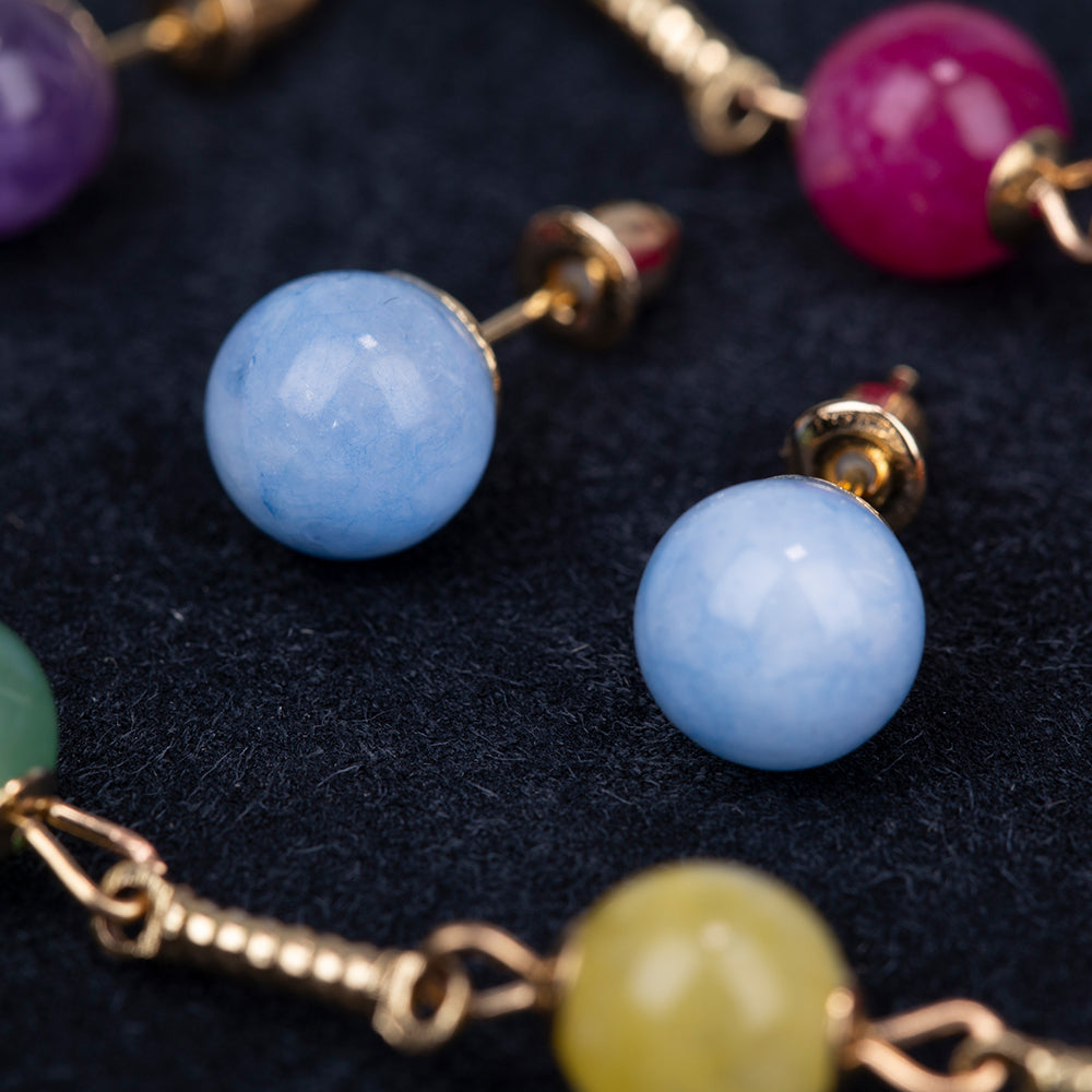 Schmuckgarnitur aus aus goldplattierter Legierung mit Amethyst und Jade 2 