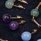 Schmuckgarnitur aus aus goldplattierter Legierung mit Amethyst und Jade
