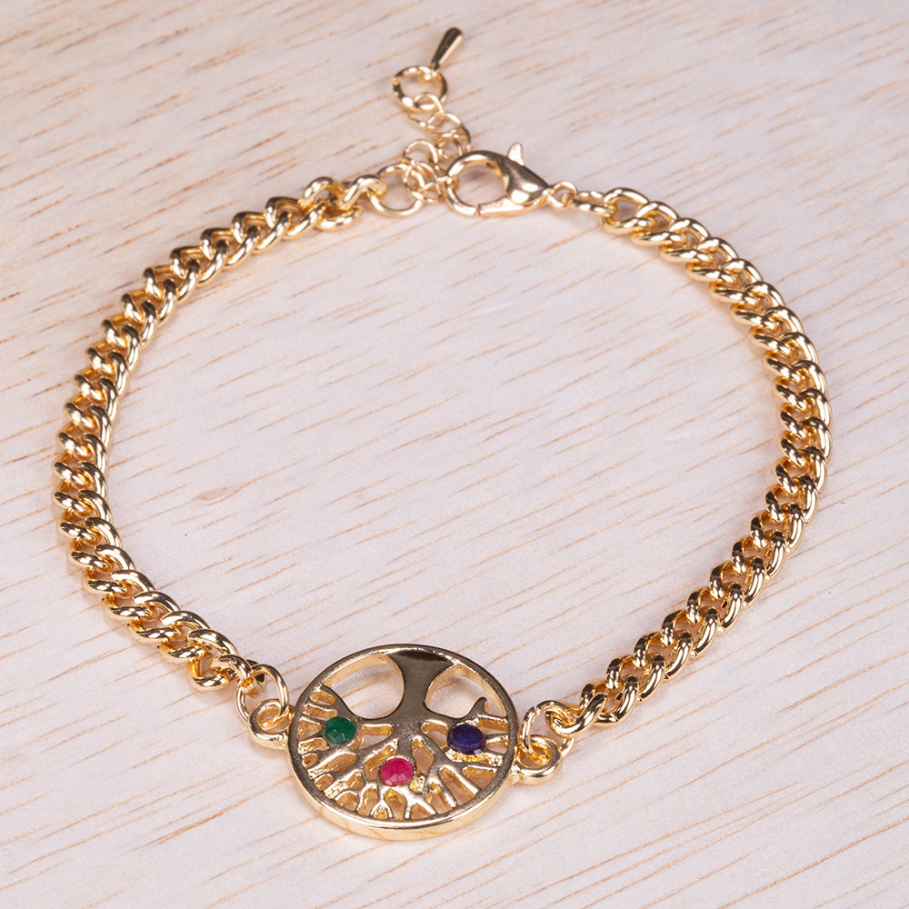 Armband aus goldplattiertesr Legierung mit Rubin und Saphir 5 