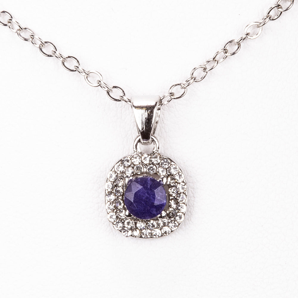 Schmuckgarnitur aus aus goldplattierter Legierung mit Saphir und weißem Emporia® Kristall 3 