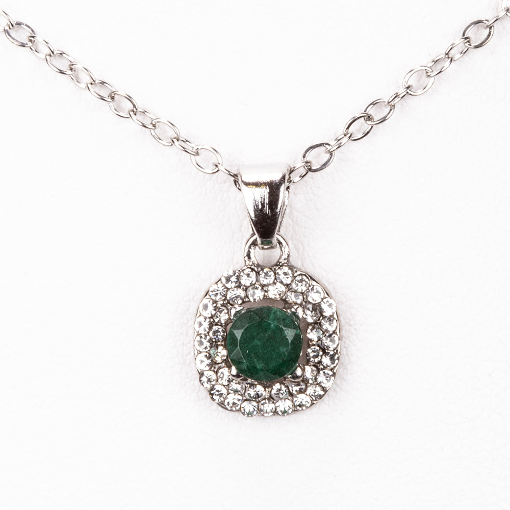 Schmuckgarnitur aus aus goldplattierter Legierung mit Smaragd und weißem Emporia® Kristall 3 