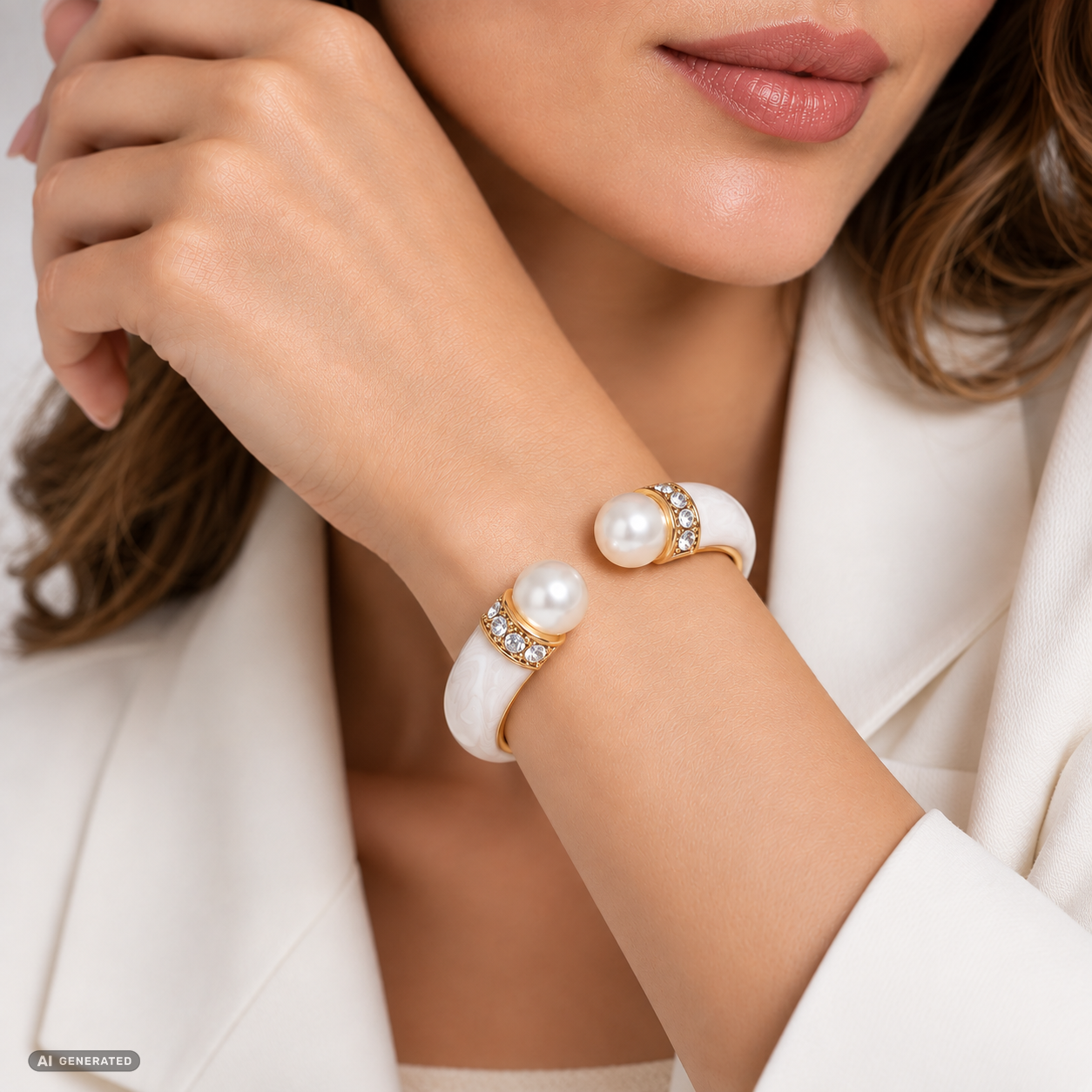 Armband aus goldplattiertesr Legierung mit weißem Emporia® Kristall