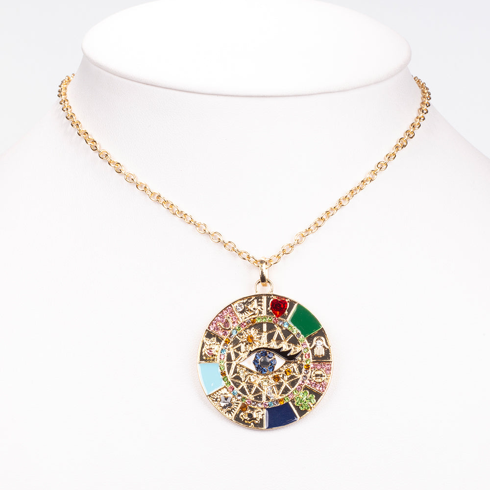 Halskette aus goldplattierter Legierung mit Saphir und weißem Emporia® Kristall 2 