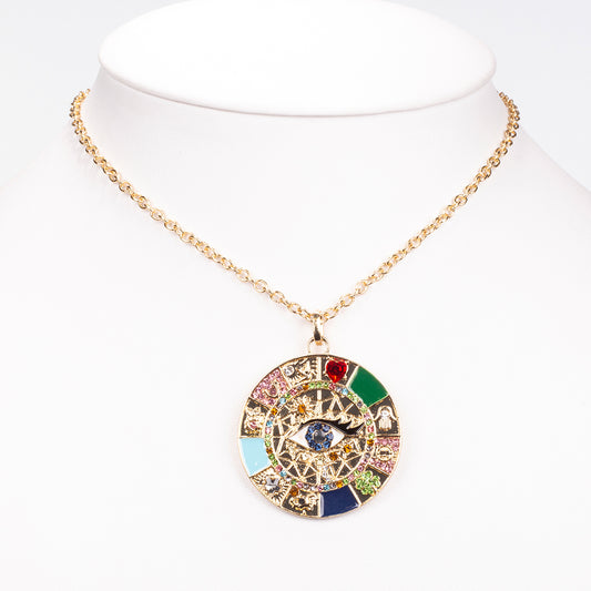 Halskette aus goldplattierter Legierung mit Saphir und weißem Emporia® Kristall
