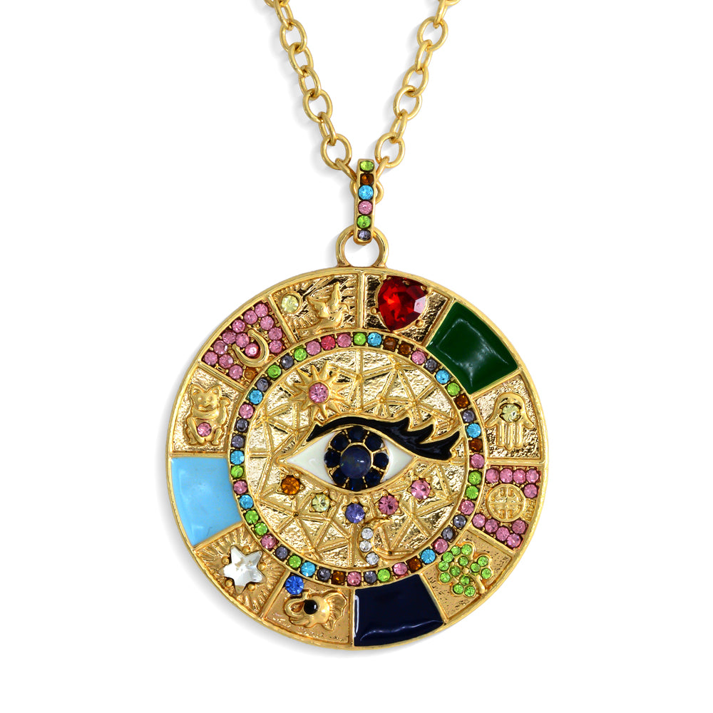Halskette aus goldplattierter Legierung mit Saphir und weißem Emporia® Kristall 1 