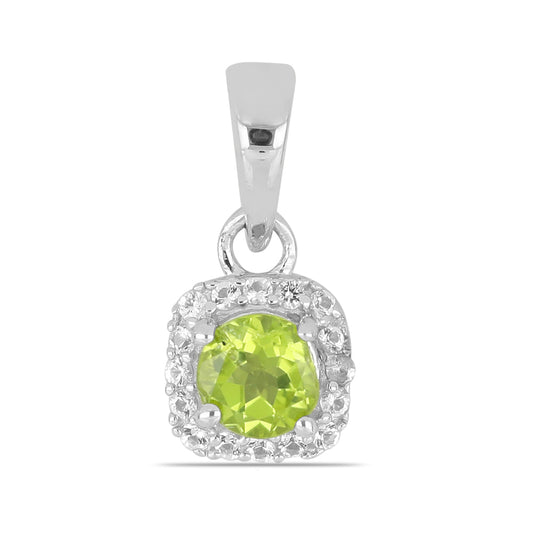 Silberanhänger mit Peridot aus Changbai und weißem Topas