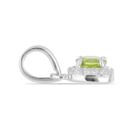 Silberanhänger mit Peridot aus Changbai und weißem Topas